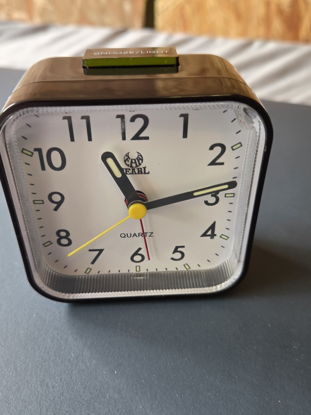 Pearl Black and White Alarm Clock with Glow In Dark Hands